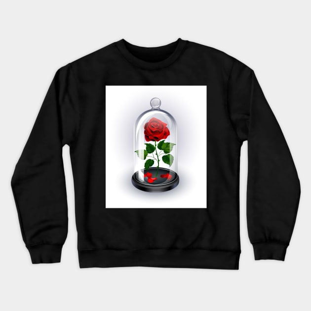Red Rose Under Dome on White Background Crewneck Sweatshirt by Blackmoon9